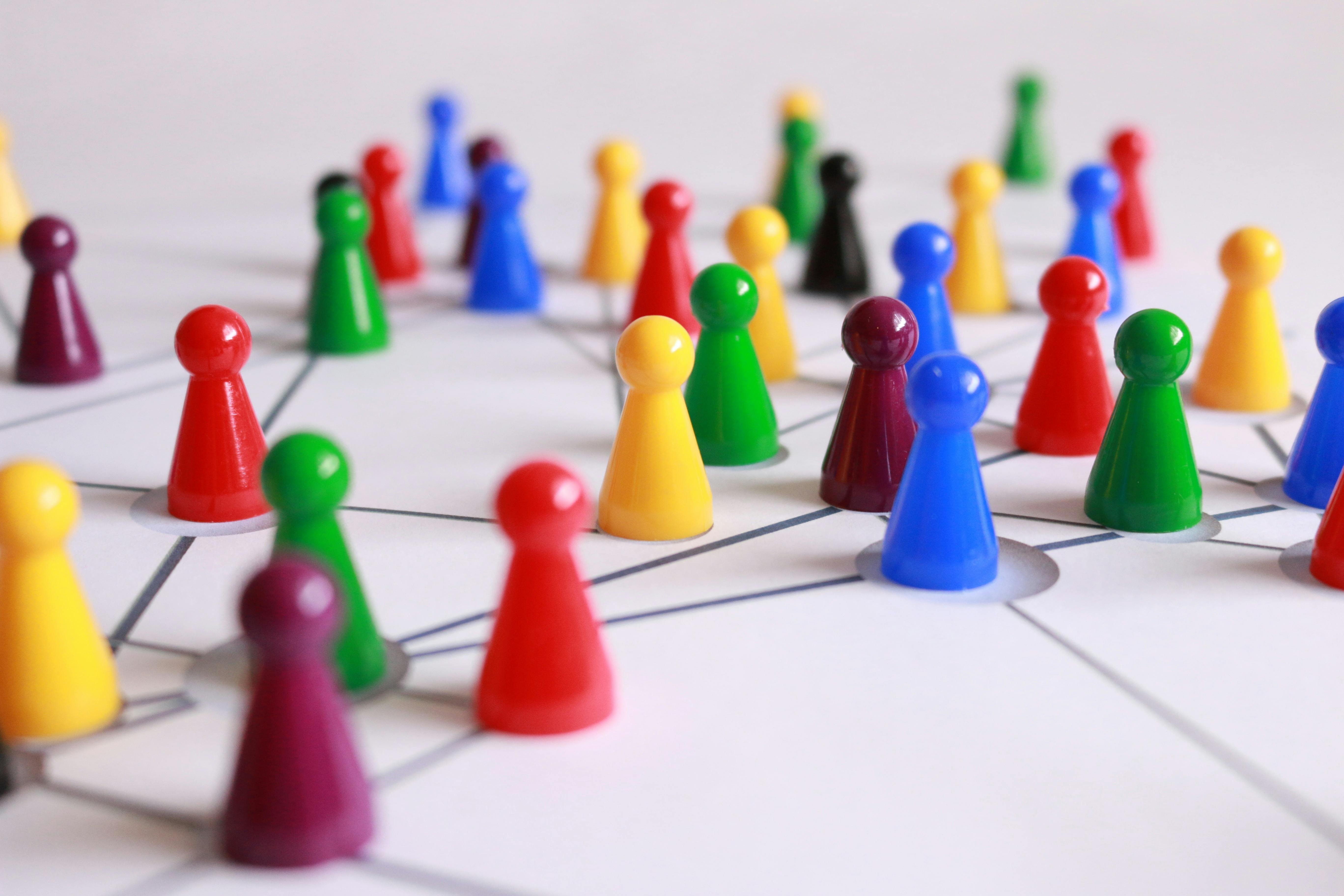 Game pieces to illustrate the concept of challenges and solutions