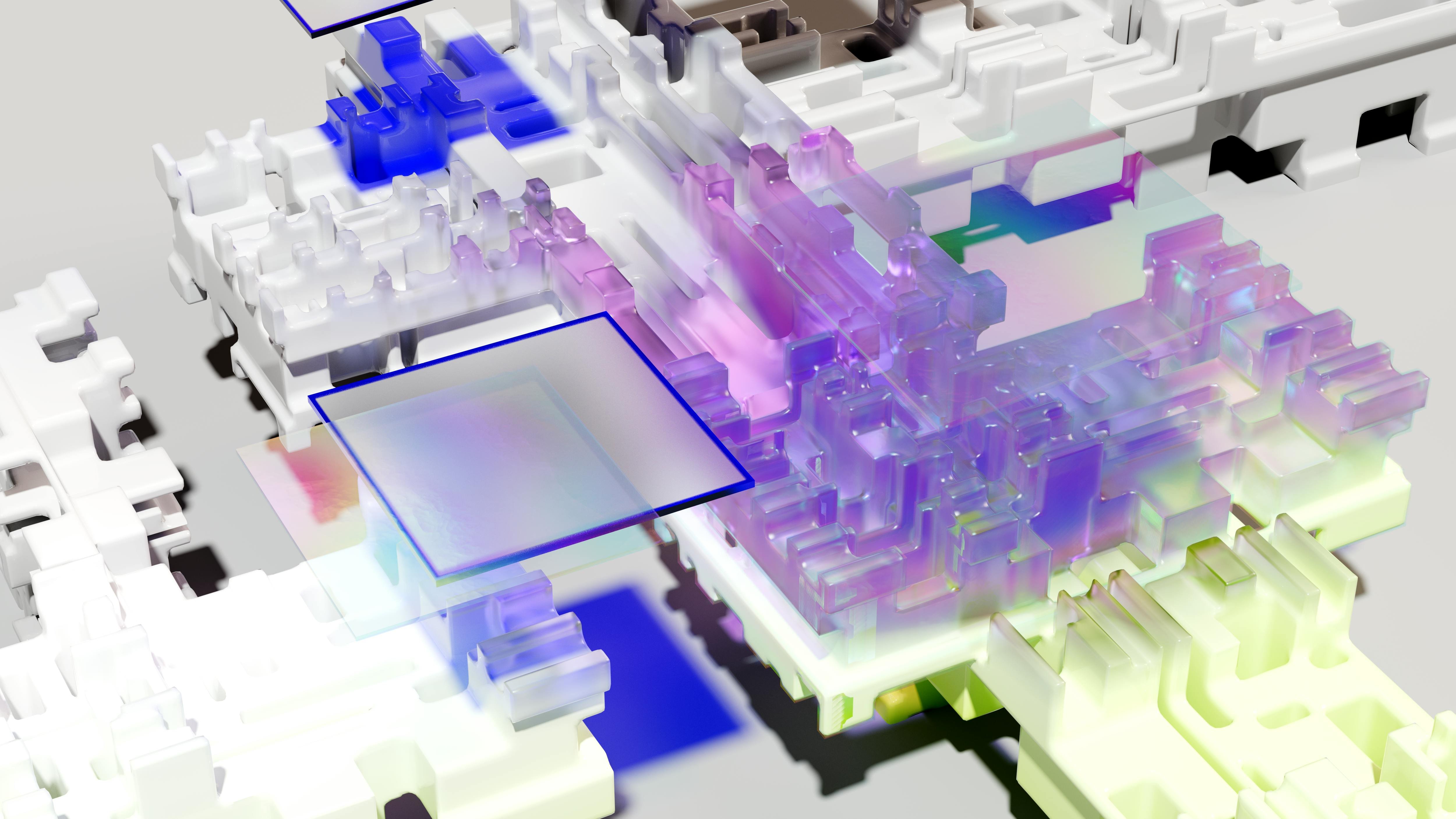 A stylized view of the inside of a computer